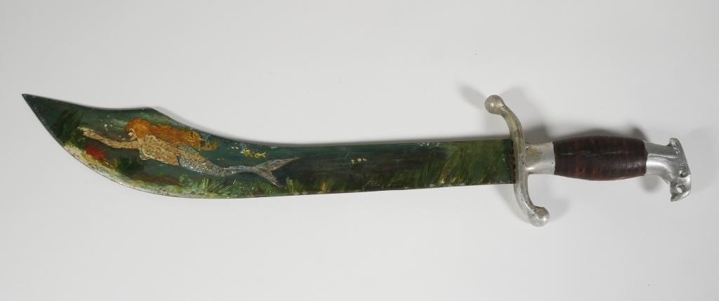TRENCH ART MERMAID SCIMITAR SWORD