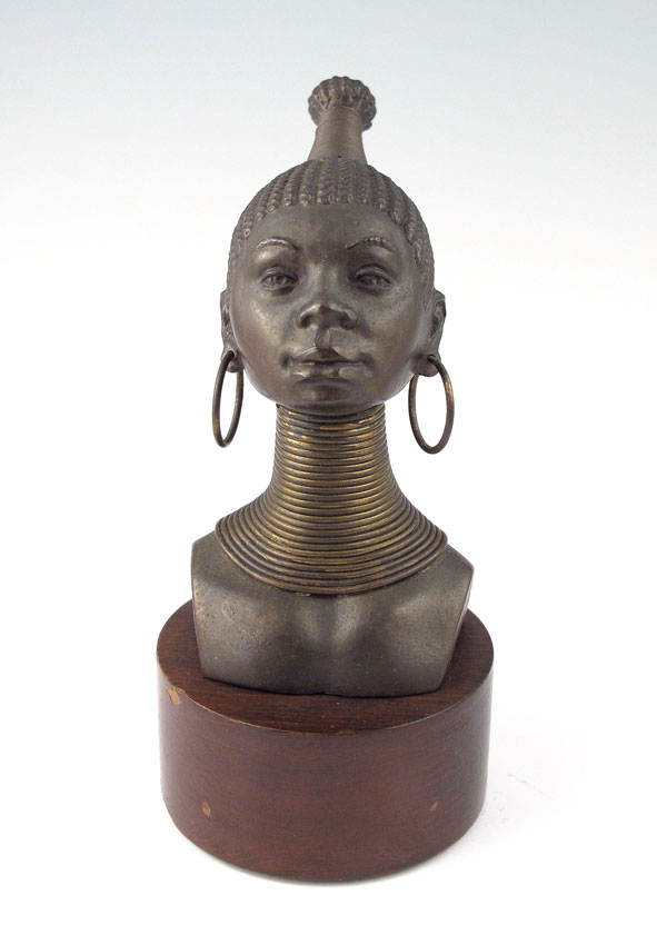 TREVINO BRONZE AFRICAN FEMALE BUST: