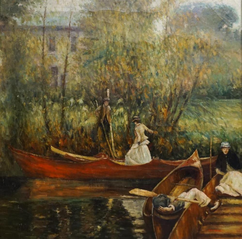 TREVOR JAMES, CANOE RIDE, OIL ON