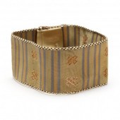 TRI-COLOR GOLD WIDE WOVEN BRAC