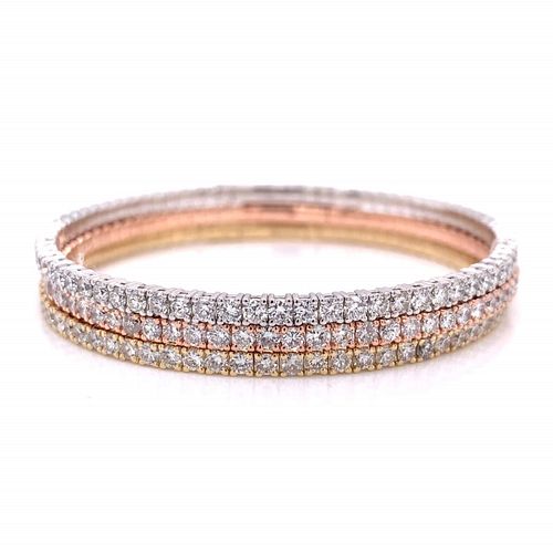 TRI-GOLD 3 DIAMONDS BANGLE