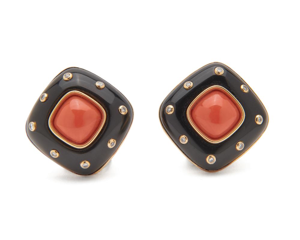 TRIANON 14K GOLD, ONYX, CORAL,