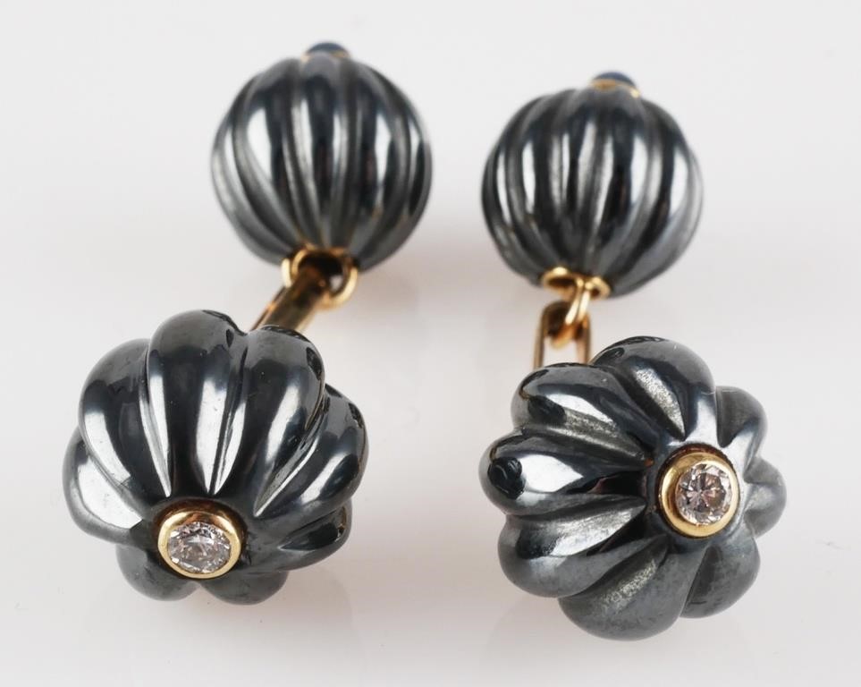 TRIANON 14K HEMATITE DIAMOND