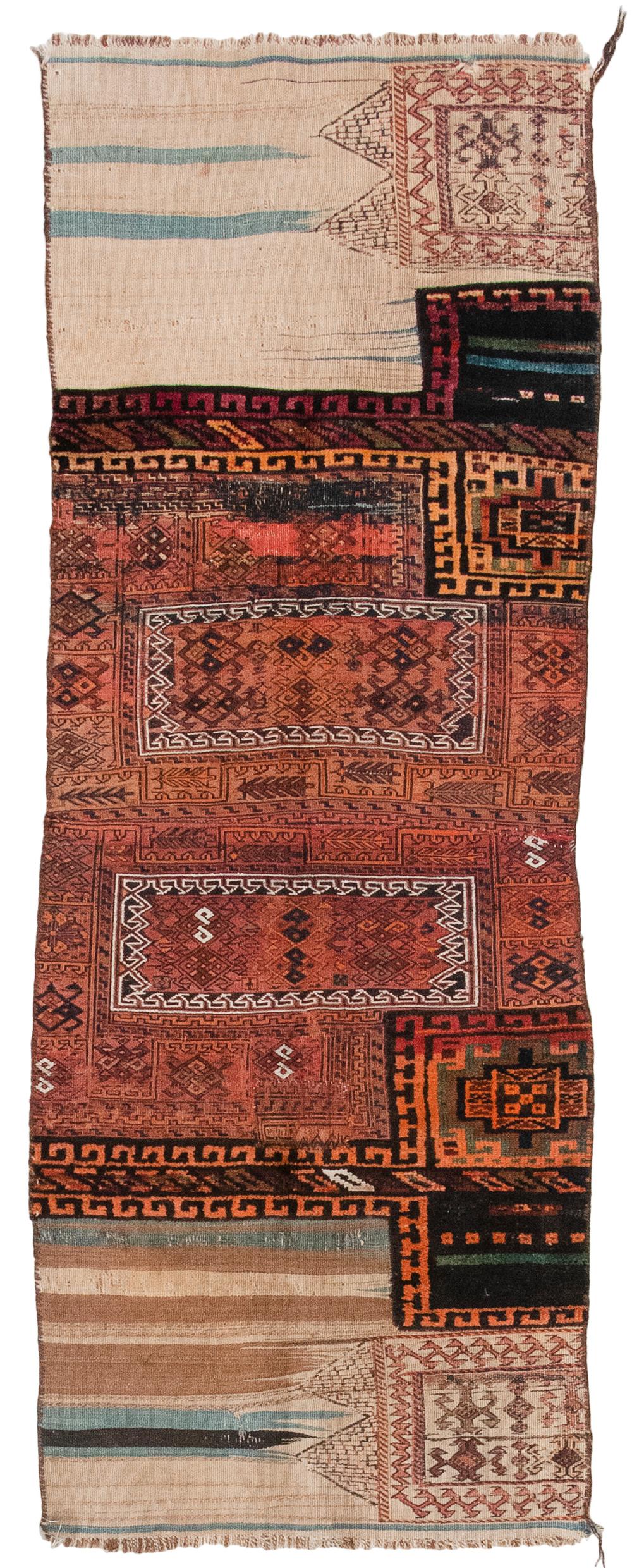 TRIBAL BAG FRAGMENT: 2’5” X 6’7”