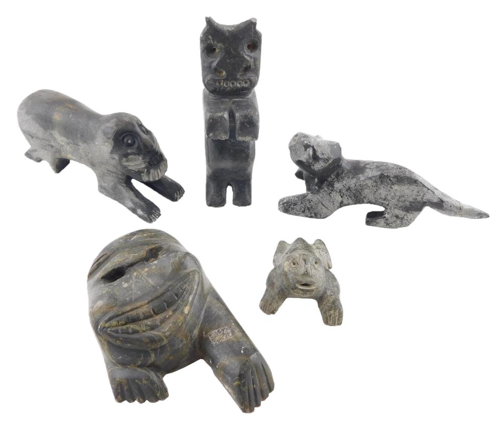 TRIBAL: FIVE INUIT CARVED BLACK