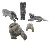 TRIBAL: FIVE INUIT CARVED BLAC