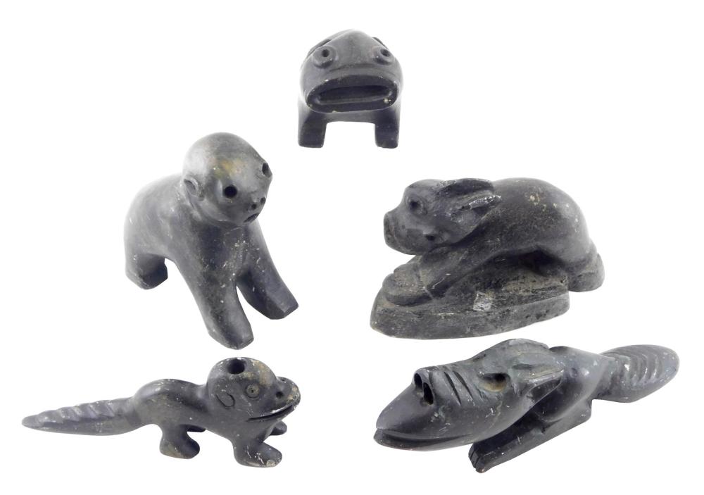 TRIBAL: FIVE INUIT CARVED BLACK