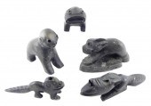 TRIBAL: FIVE INUIT CARVED BLAC