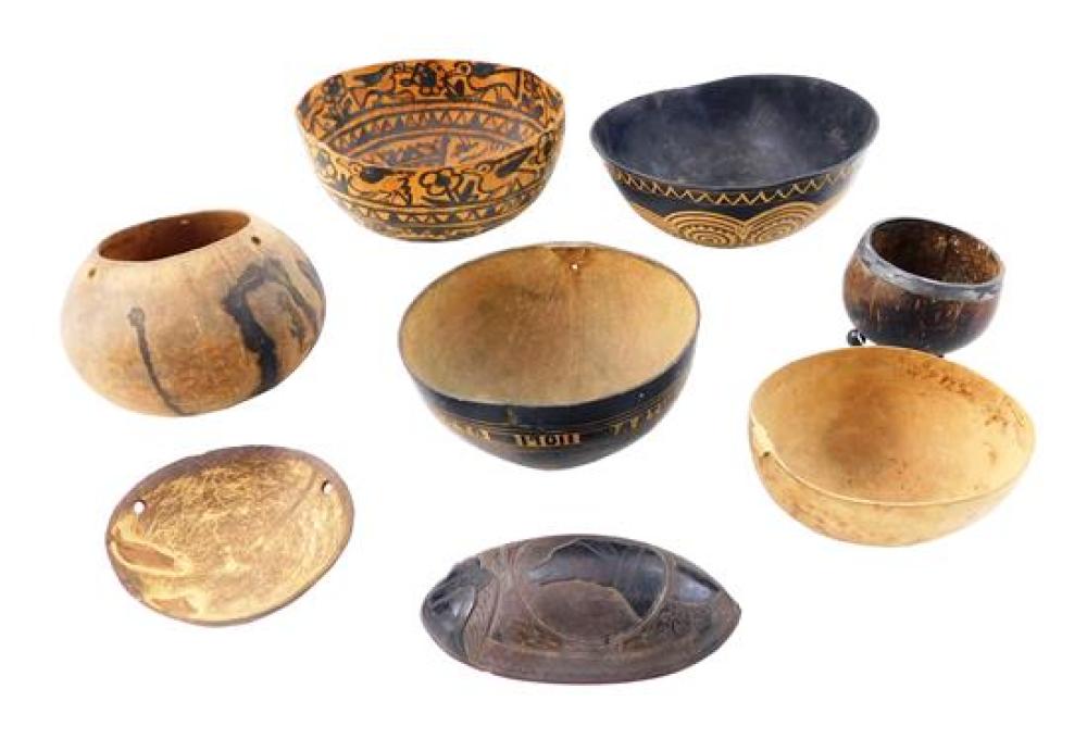 TRIBAL- SIX CARVED SHELLS WITH