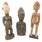 TRIBAL: THREE CARVED FIGURES,