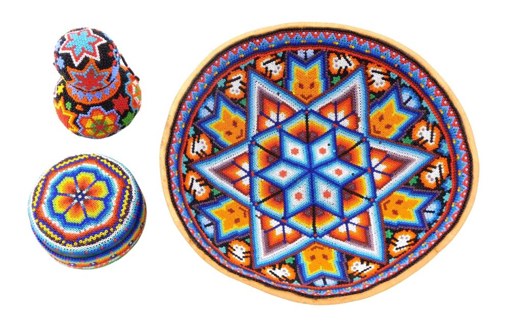 TRIBAL: THREE HUICHOL BEADED