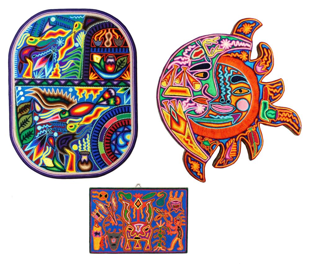 TRIBAL: THREE HUICHOL YARN ART WALL