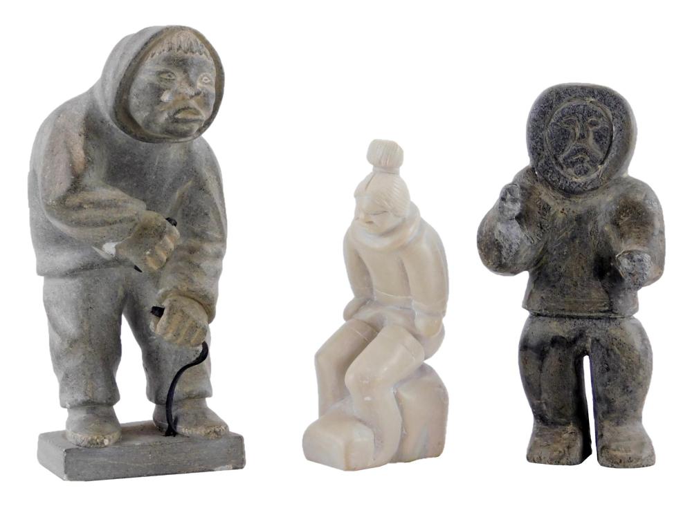 TRIBAL: THREE INUIT CARVED STONE