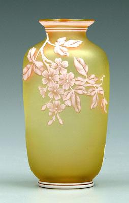 Tricolor cameo glass vase, satin
