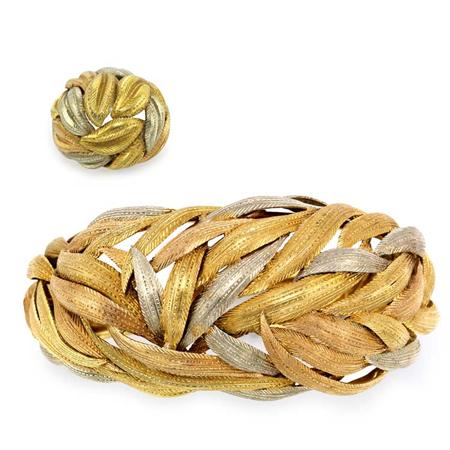 Tricolor Gold Leaf Bangle and