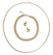TRIFARI 3PC GOLD TONE JEWELRY