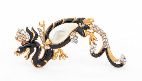 TRIFARI GEM-SET ENAMELED DRAGON