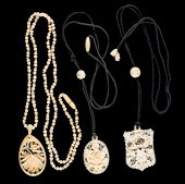 Trio of Carved Ivory Pendants