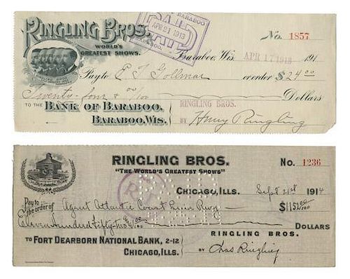TRIO OF CHECKS SIGNED BY THE