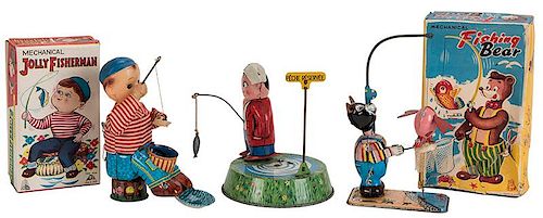 TRIO OF FISHING-THEMED TIN LITHO