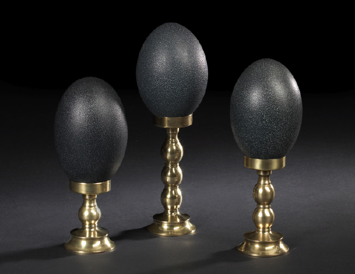 Trio of Gray-Blue Emu Eggs,  each