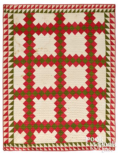 TRIPLE IRISH CHAIN CRIB QUILT, 19TH
