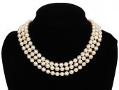 TRIPLE STRAND CULTURED PEARL &