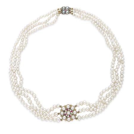 Triple Strand Natural Pearl