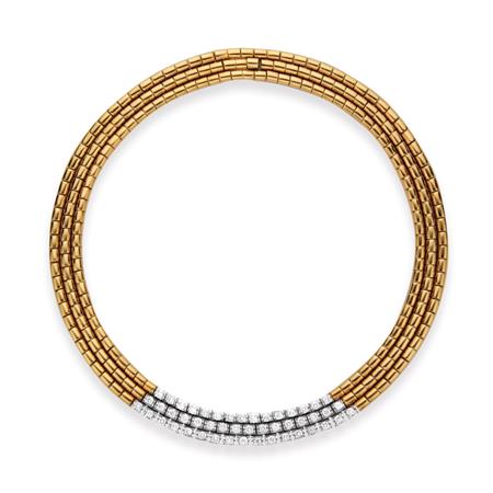 Triple Strand Two-Color Gold and