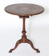 TRIPOD TEA TABLE WITH BURLWOOD
