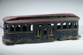 TROLLEY CAR Early tin painted