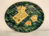 Tromp l'oeil decorated oval pa