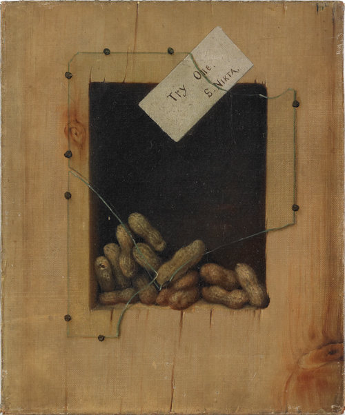 Trompe l'oeil oil on canvas of