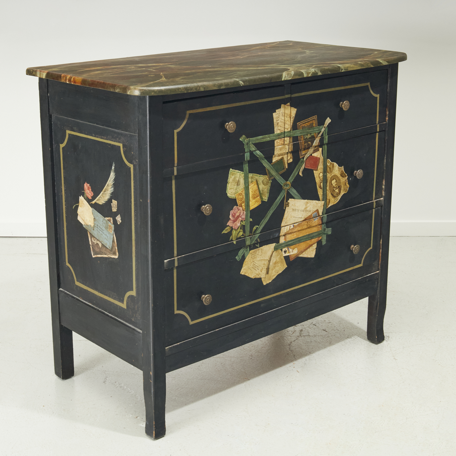 TROMPE L'OEIL PAINTED CHEST OF