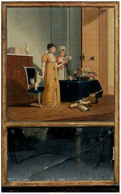 Trumeau mirror, painting: two women