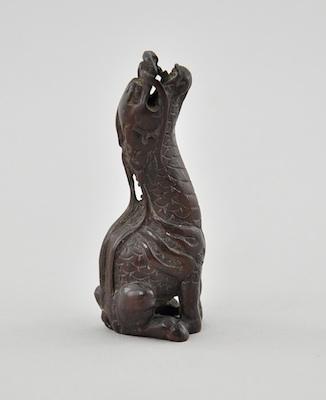 Trumpeting Kirin Wood Netsuke In