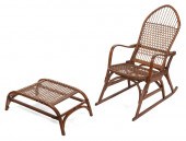 TUBBS SNOWSHOE CHAIR AND OTTOM