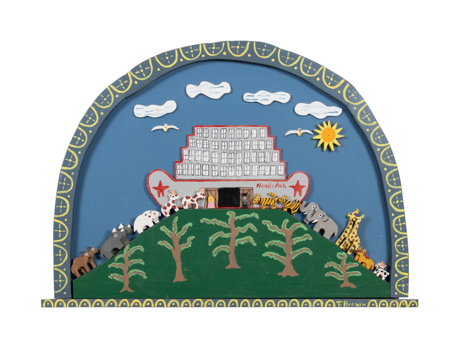 TUBBY BROWN NOAH'S ARK FOLK ART 2-D