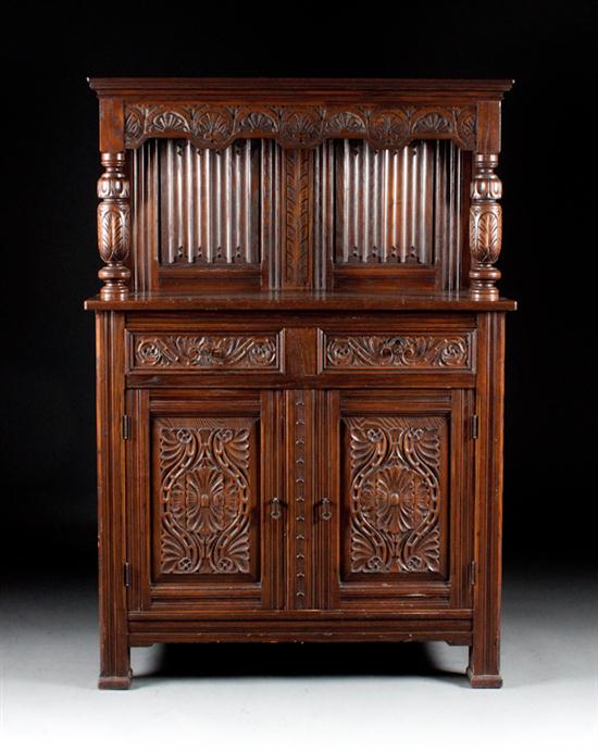 Tudor Revival style carved oak