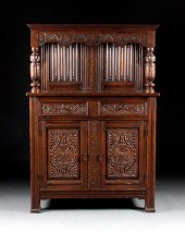 Tudor Revival style carved oak