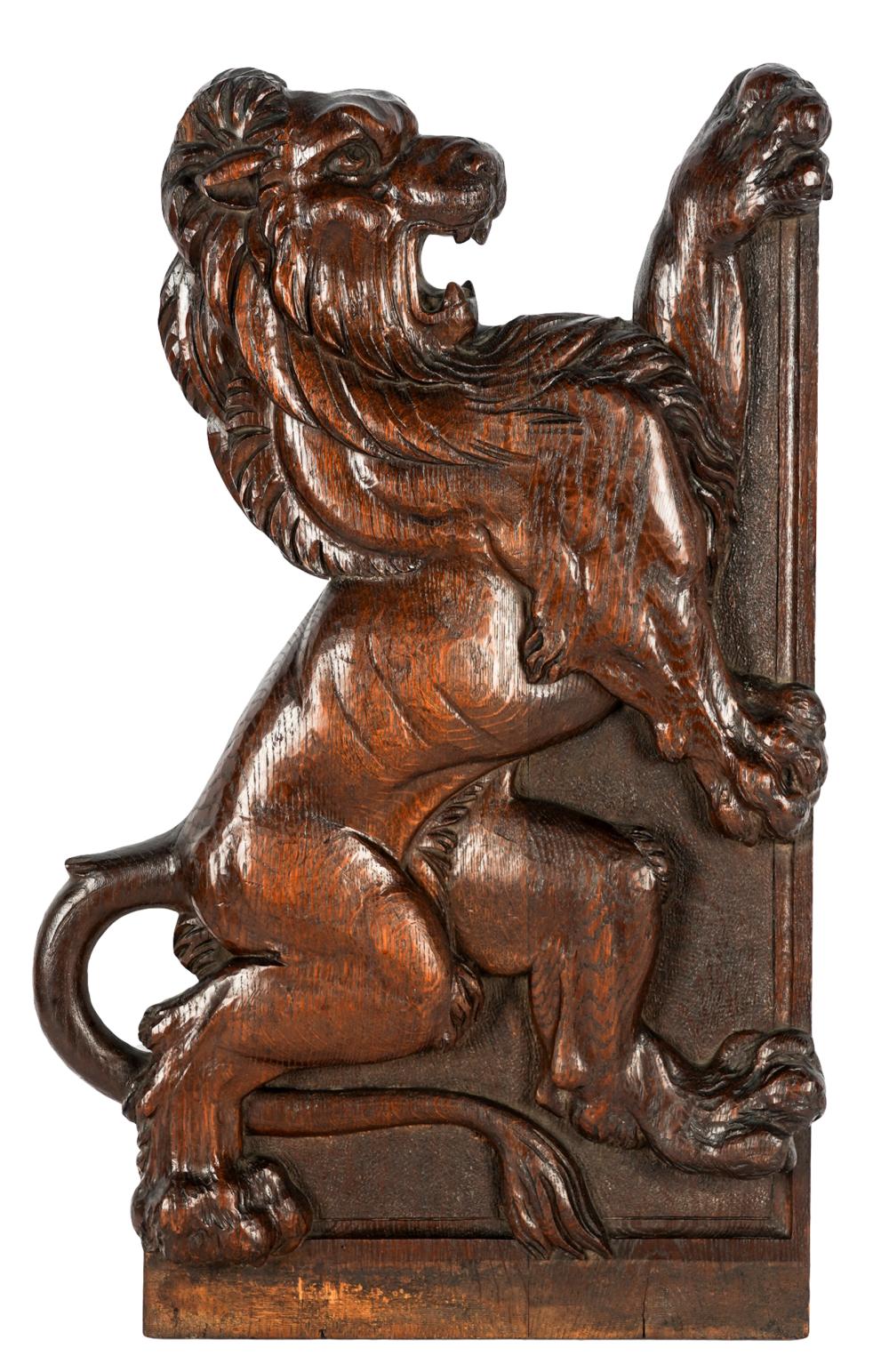 TUDOR REVIVAL-STYLE CARVED OAK WALL