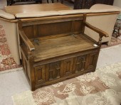 TUDOR STYLE OAK BENCH WITH LIF