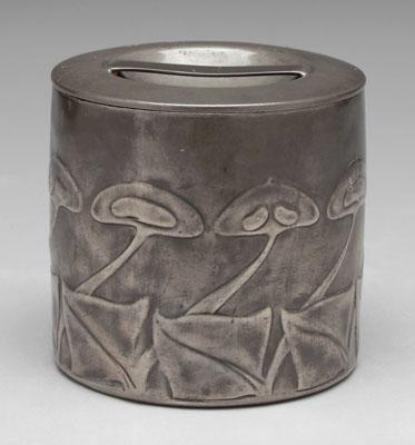 Tudric pewter biscuit box, round