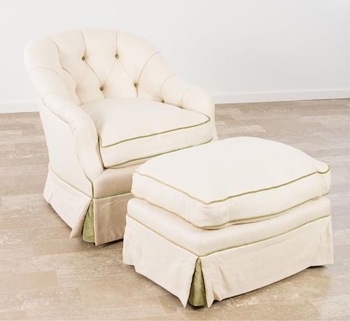 TUFTED CURVED BACK LOUNGE CHAIR