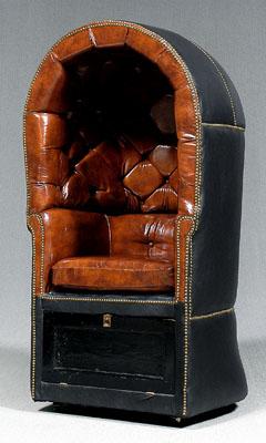 Tufted leather concierge chair,