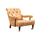 TUFTED LEATHER LIBRARY CHAIR,