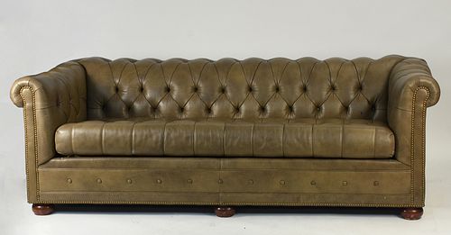 TUFTED LEATHER SLEEPER SOFA BY