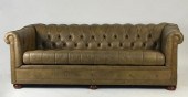 TUFTED LEATHER SLEEPER SOFA BY