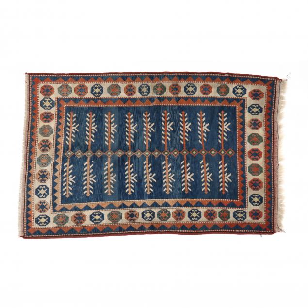 TURKISH AREA RUG Central blue panel