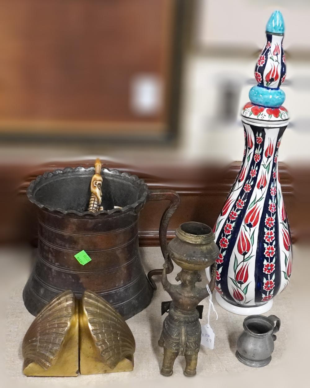 TURKISH COPPER MUG, AFRICAN BRASS